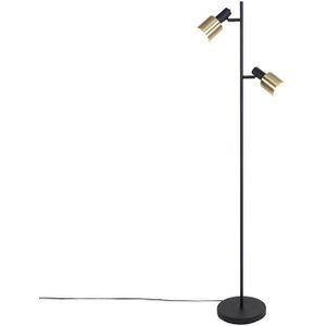 QAZQA Stijn - Moderne Vloerlamp - Staande Lamp - 2 Lichts - H 1560 Mm - Messing - Woonkamer