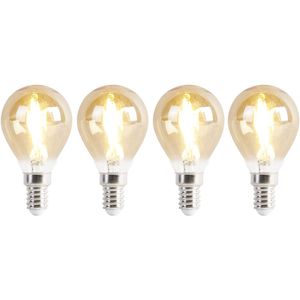 Set van 4 E14 LED lampen P45 goud 2W 180 lm 2100K