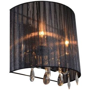 Klassieke wandlamp chroom met zwarte kap - Ann-Kathrin 2