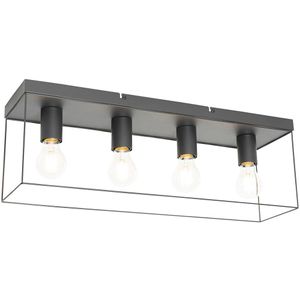 Minimalistische plafondlamp zwart 4-lichts - Kodi