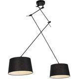 Hanglamp zwart met linnen kappen zwart 35 cm 2-lichts - Blitz