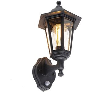 Klassieke buiten wandlamp zwart met bewegingssensor - New Haven