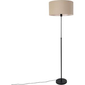 Vloerlamp zwart verstelbaar met kap lichtbruin 50 cm - Parte