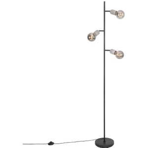 Industriële vloerlamp zwart met beton 3-lichts - Pedra