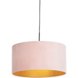 Hanglamp met velours kap roze met goud 50 cm - Combi