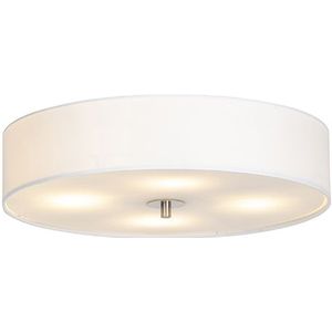 QAZQA Drum - Moderne Plafondlamp met Kap - 4 Lichts - Ø 500 Mm - Crème