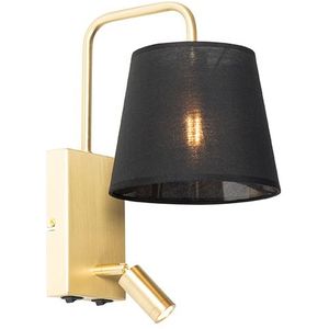 QAZQA renier - Moderne LED Wandlamp voor binnen - 1 lichts - D 24.6 cm - Zwart Goud - Kantoor / Werkkamer,Slaapkamer