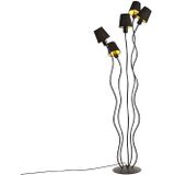 QAZQA wimme - Design Vloerlamps-sStaande Lamp met kap - 5 lichts - H 159 cm - Zwart - Woonkamers-sSlaapkamers-sKeuken