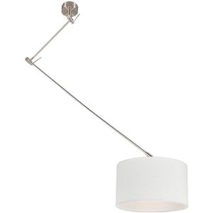 Hanglamp staal met kap 35 cm wit verstelbaar - Blitz