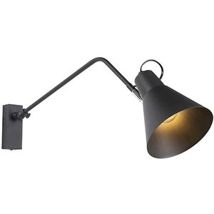 QAZQA Luna Wl - Design Wandlamp Voor Binnen - 1 Lichts - L 670 Mm - Zwart - Woonkamer - Slaapkamer