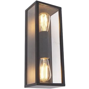 Industriële wandlamp zwart 38 cm 2-lichts IP44 - Charlois