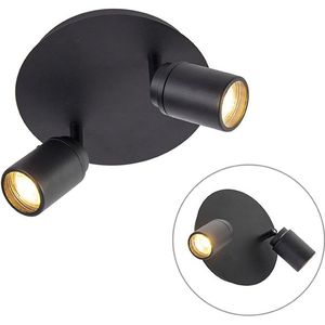Smart Moderne spot zwart incl. GU10 2-lichts IP44 - Ducha