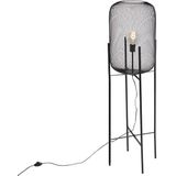 QAZQA bliss_mesh - Moderne Vloerlamp | Staande Lamp - 1 lichts - H 1350 mm - Zwart - Woonkamer | Slaapkamer