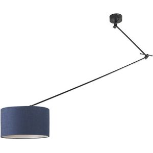 Hanglamp zwart met kap 35 cm blauw verstelbaar - Blitz