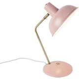 Retro tafellamp roze met brons - Milou