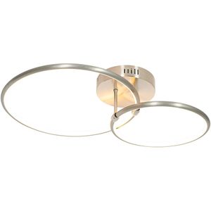 Plafondlamp staal incl. LED 3-staps dimbaar 2-lichts - Joaniqa