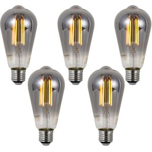 Set van 5 Smart E27 dimbare LED lampen ST64 smoke 4.9W 150 lm 1800K