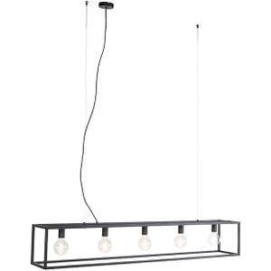 Moderne rechthoekige hanglamp zwart 5-lichts - Cage