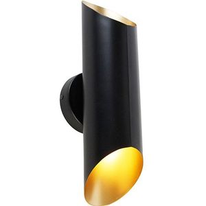 Wandlamp zwart met gouden binnenkant 2-lichts - Whistle