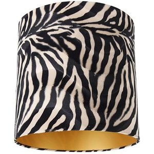 Velours lampenkap zebra dessin 40/40/40 gouden binnenkant