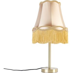 Klassieke tafellamp messing met granny kap goud 30 cm - Simplo