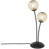 Moderne tafellamp zwart met goud 2-lichts - Athens Wire