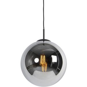 Art Deco hanglamp zwart met smoke glas 30 cm - Pallon