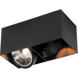Design spot zwart rechthoekig AR111 2-lichts - Box