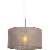 Landelijke hanglamp zwart met taupe kap 50 cm - Combi 1