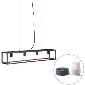 Smart industriële hanglamp zwart incl. 4 WiFi A60 - Cage