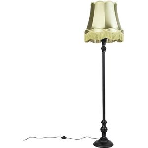 Vloerlamp zwart met Granny kap groen - Classico