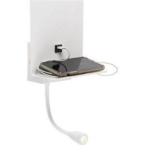 Moderne wandlamp wit met USB en flexarm - Flero