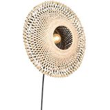 Oosterse wandlamp bamboe 35 cm met stekker - Rina