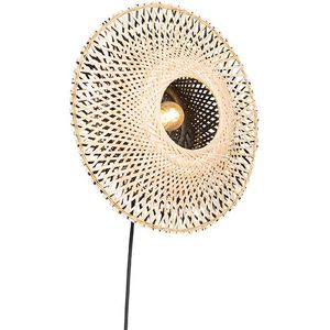 Oosterse wandlamp bamboe 35 cm met stekker - Rina