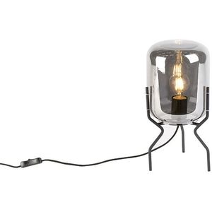 Smart design tafellamp zwart met smoke glas incl. wifi A60 - Bliss