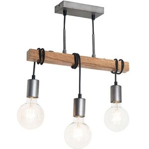 QAZQA gallow - Industriele Plafondlamp - 3 lichts - L 40 cm - Staal - Industrieel - Woonkamers-sSlaapkamers-sKeuken