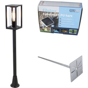 Staande buitenlamp zwart 100 cm met grondpin en kabelmof - Charlois