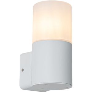 Moderne buiten wandlamp wit met opaal witte kap IP44 - Odense