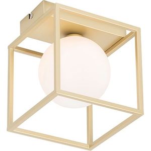 Design plafondlamp goud met wit glas - Aniek