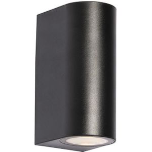 Moderne buiten wandlamp zwart kunststof ovaal 2-lichts - Baleno