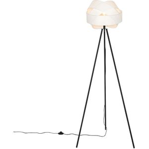 QAZQA cloth - Moderne Vloerlamps-sStaande Lamp - 1 lichts - H 155 cm - Wit - Woonkamers-sSlaapkamers-sKeuken