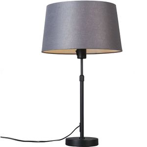 Tafellamp zwart met kap grijs 35 cm verstelbaar - Parte