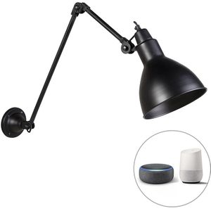 Smart wandlamp zwart verstelbaar incl. Wifi A60 - Wye