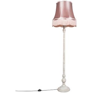 Retro vloerlamp grijs met roze Granny kap - Classico