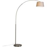 QAZQA Arc-basic - Moderne Staande Booglamp - 1 Lichts - H 1760 Mm - Grijs - Woonkamer