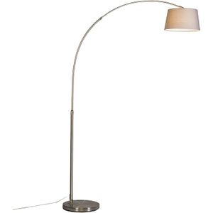 QAZQA Arc-basic - Moderne Staande Booglamp - 1 Lichts - H 1760 Mm - Grijs - Woonkamer