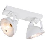Industriële plafondlamp wit met zilver 2-lichts verstelbaar - Magnax