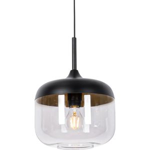 Design hanglamp zwart met goud en smoke glas - Kyan