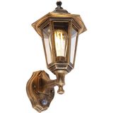 Klassieke buitenwandlamp antiek goud met bewegingssensor - New Haven