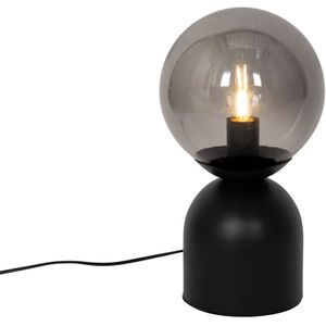 Hotel chique tafellamp zwart met smoke glas - Pallon Trend